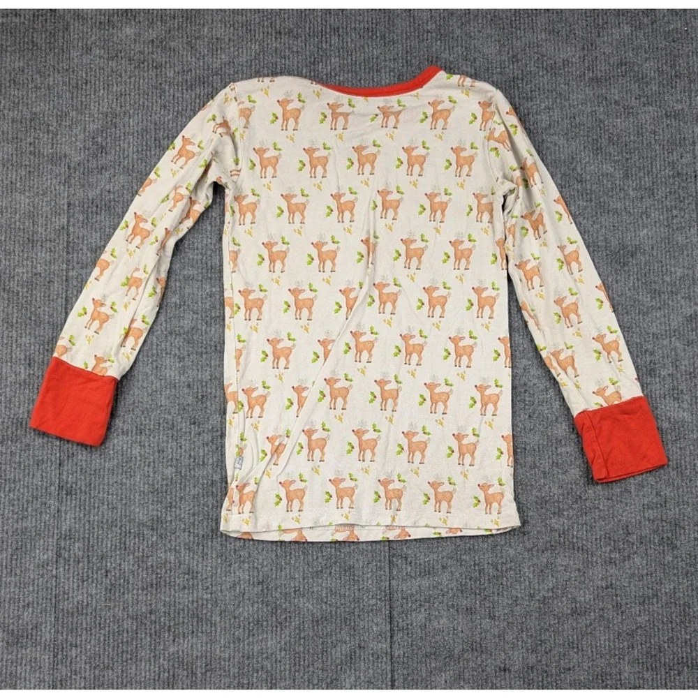 Lu Ella Bamboo Pajama Set Kid 5T Reindeer 220gsm Comfort Novelty Holiday Natural